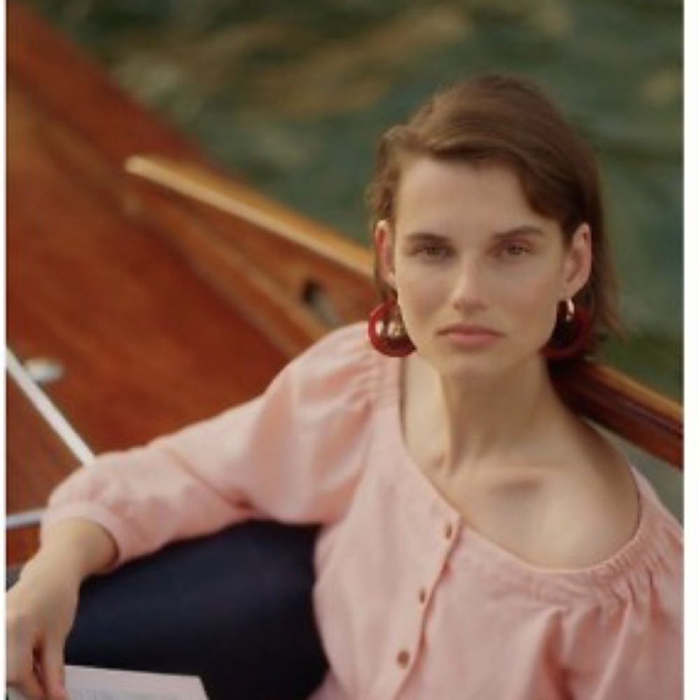 Anthropologie Maeve Peach Alanis Top Size 10 Romantic Off Shoulder Feminine Boat
